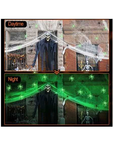 Toile d'Araignée 200g + 20 Araignées GLOW IN THE DARK – Décoration Halloween