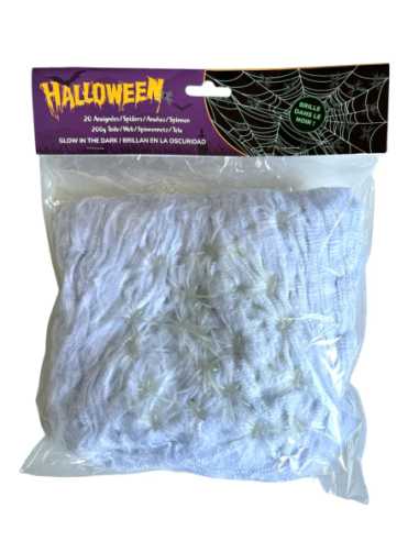 Toile d'Araignée 200g + 20 Araignées GLOW IN THE DARK – Décoration Halloween