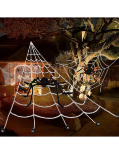 Kit 2 Araignées Géantes Velues + Accessoires – Décoration Halloween intérieure et extérieure
