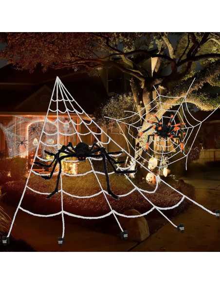 Kit 2 Araignées Géantes Velues + Accessoires – Décoration Halloween intérieure et extérieure