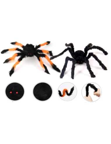 Kit 2 Araignées Géantes Velues + Accessoires – Décoration Halloween intérieure et extérieure